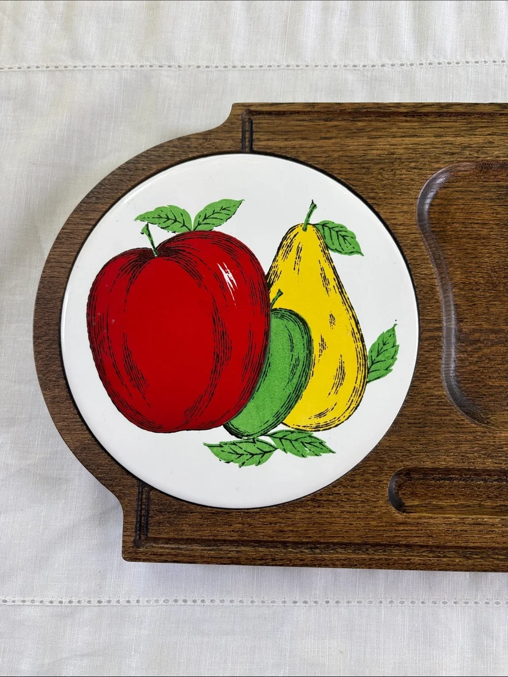 Vintage Nasco Japan MCM Wooden Tile Fruit & Cheese Tray 15-3/4x 8”